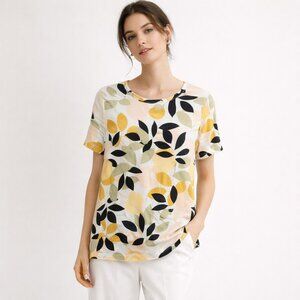 RACHEL ZOE | Peach Yellow & Cream Linen Top – Women’s 1X